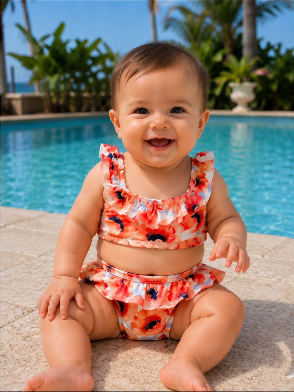 Janie and Jack Poppy Print Two Piece Bikini Swimsuit/ Bathing Suit